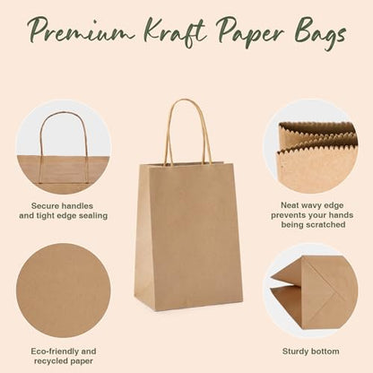 GSSUSA Brown Paper Bags with Handles, Small Gift Bags, 5.25x3.75x8, 20 Pack - color: Brown, size: 5.25x3.75x8 Inch (Pack of 20)