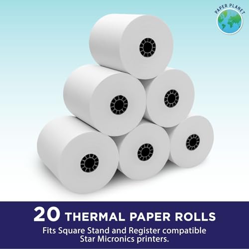 PaperPlanet Thermal Paper for Square Stand and Register | 20 Rolls