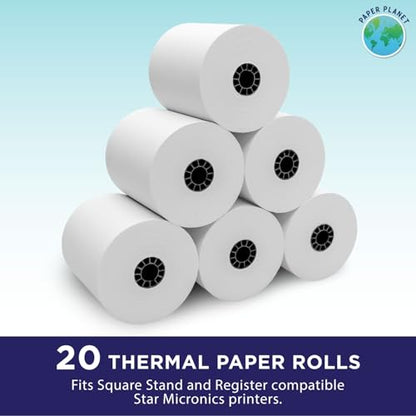 PaperPlanet Thermal Paper for Square Stand and Register | 20 Rolls