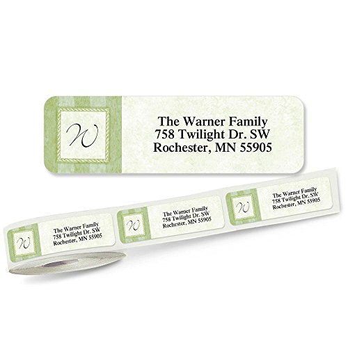 Tailored Elegance Initial Rolled Personalized Return Address Labels with Dispenser – Set of 250, Small, Self-Adhesive Stickers, by Colorful Images - color: Tailored, size: Small