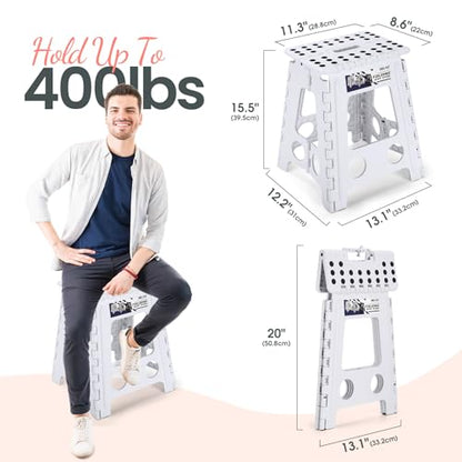 Delxo 16 Inch Folding Step Stool,Foldable Step Stool for Adults White - color: White, size: 16 Inch
