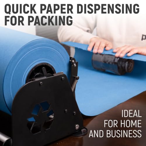 18" Paper Dispenser with Cutter + Dark Blue Kraft Paper Roll - color: Dark Blue, size: 1 Roll + Dispenser