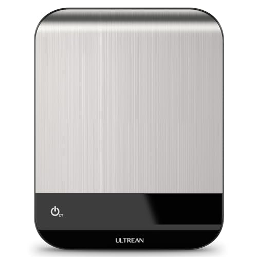Ultrean Food Scale, Digital Kitchen Scale with LED Display, Weight Grams and Ounces for Baking Cooking, 6 Units with Tare Function, 11lb (Batteries Included) - color: Silver Black