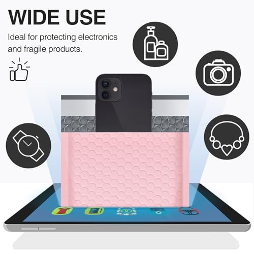 UCGOU Bubble Mailers Padded 5x8.6" Usable Size 5x7" Light Pink 100 Pack - color: Light Pink, size: 5x8.6" 100PC