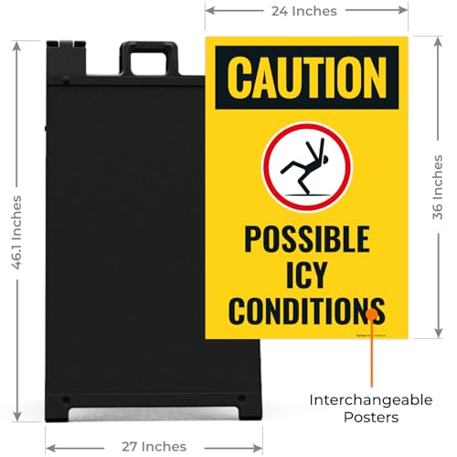 Caution Possible Ice Conditions Sign Kit, - size: 24x36 Inches, style: A-frame + 2 Panel Kit