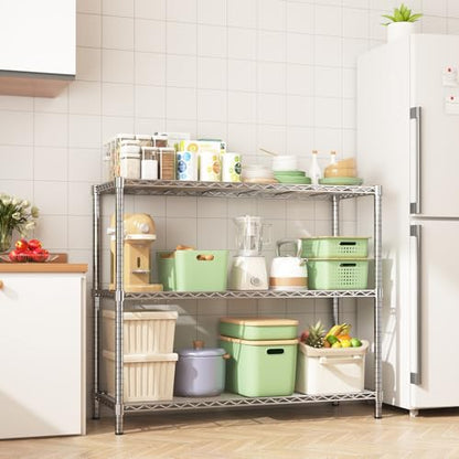 45" Small Wire Shelving Unit, 3-Tier Utility Storage Rack - color: Chrome, size: 45" L x 20" W x 47" H