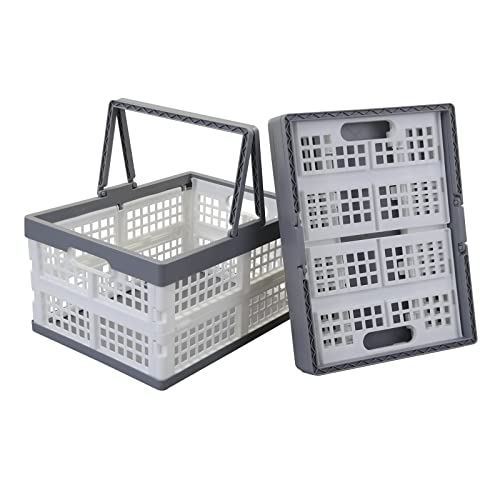 Teyyvn 2-Pack Collapsible Crate with Handle, Grocery Shopping Baskets - size: 15 L, style: collapsible crate with handle