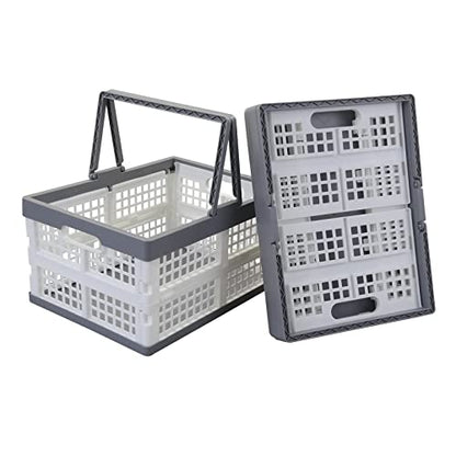 Teyyvn 2-Pack Collapsible Crate with Handle, Grocery Shopping Baskets - size: 15 L, style: collapsible crate with handle