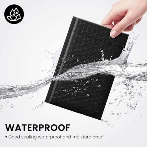 Fuxury Black Bubble Mailers 4x8" Padded Envelopes 1 Pallet 19200 Pack Bulk - color: Black, size: 4x8" 19200PC