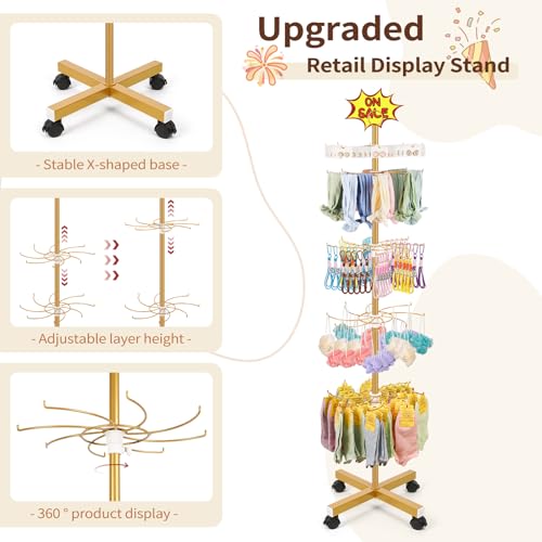 Flenpptly Retail Display Stand, 5-Tier Rotating Display Rack, Gold - color: Gold