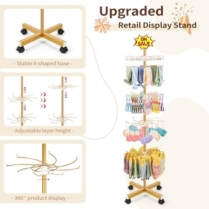 Flenpptly Retail Display Stand, 5-Tier Rotating Display Rack, Gold - color: Gold