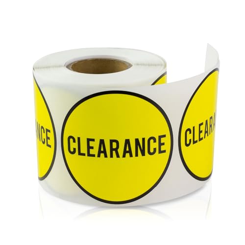 Clearance Stickers, 2 inch, Round, Yellow, 600 Labels