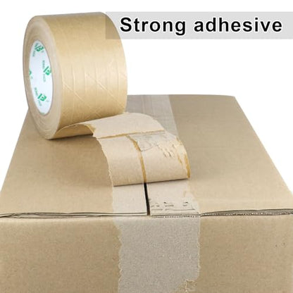 BOMEI PACK Wide Brown Reinforced Kraft Paper Packing Tape 3inch, 2Rolls Self Adhesive Paper Gummed Packing Tape, for Heavy Duty Packaging, Shipping, Moving and Storage, 3InchX55yds - size: 3in x 55yds