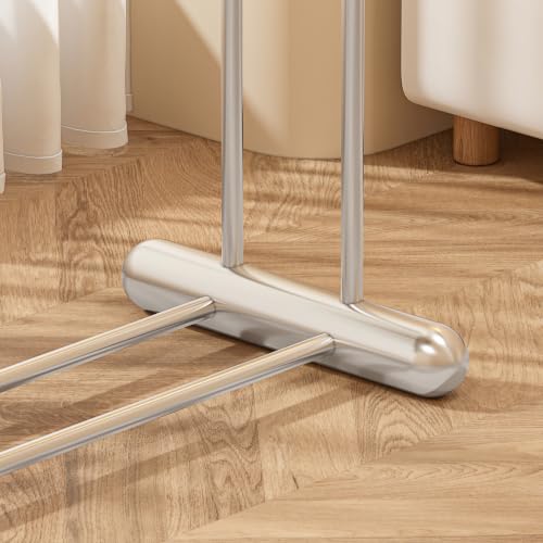 59.4" Double Rod Garment Rack, Metal Heavy Duty Freestanding Clothing Rack with Bottom Shelf, Modern Sturdy Clothes Racks for Bedroom, Boutique Retail Display & Laundry Room, Silver - color: silver