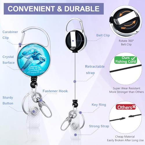 Cute Sea Turtle ID Badge Holder with Lanyard and Retractable Badge Reel - color: Sea Turtle