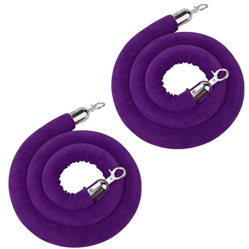 5 Feet Purple Velvet Hanging Ropes with Silver Polished Hooks(2PCS) - color: Purple-5 Feet-Silver Plated Hooks-2PCS