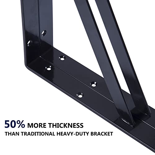 NEODROP 12-Pack 18 Inch Heavy Duty Shelf Brackets, Thicken Wall Bracket for Garage Floating Storage Shelves, Black Powder-Coated Steel - size: 18 Inch, style: 12 Pack