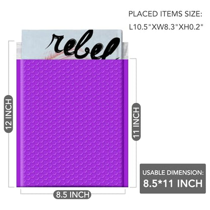 GSSUSA Purple Bubble Mailers 8.5x12" 500 Pack Padded Envelopes Self Seal - color: Purple, size: 8.5X12 500PC