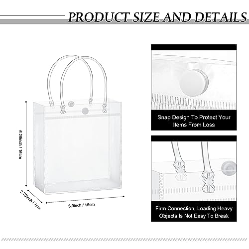 Abbylike 200 Pcs Clear PVC Tote Bags with Handle & Button, 5.9x6.3x2.8 Inch - size: 5.9 x 6.3 x 2.8 Inches (Pack of 200)