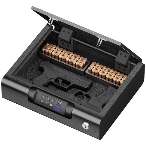 BILLCONCH Large Gun Safe Biometric Fingerprint Handgun Pistol Safes - color: Black, size: 10"x 12"