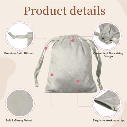 uxcell 20pcs Velvet Drawstring Bags 3.2"x3.9" Small Jewelry Pouches Gray - color: Gray, size: 1 Count (Pack of 20)