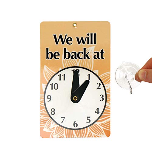 SmartSign “We Will Be Back - Welcome We are Open” Two-Sided Be Back Clock Sign | 7.75" x 4.75" Plastic - color: 4.75" x 7.75"