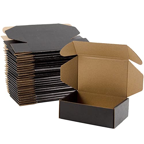 6x4x2 Inches Shipping Boxes Pack of 25, Packaging Corrugated Cardboard Mailer Boxes for Small Bussiness, Black - size: 6 x 4 x 2 inch