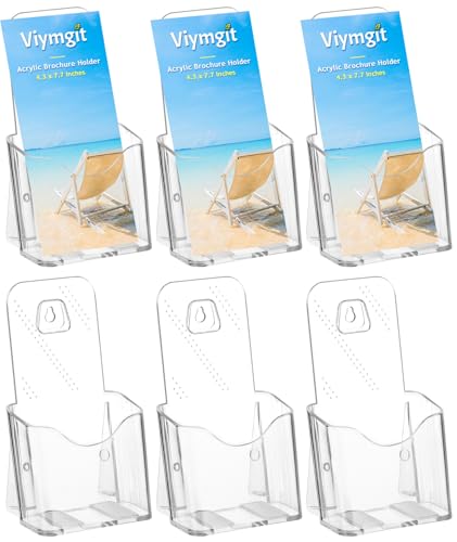 Acrylic Brochure Holder 4 x 9, Clear Pamphlet Holder Display Stand, 2 Pack - size: 4 x 9 Inch