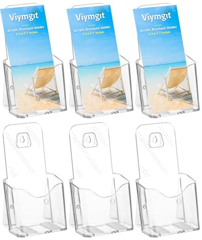 Acrylic Brochure Holder 4 x 9, Clear Pamphlet Holder Display Stand, 2 Pack - size: 4 x 9 Inch