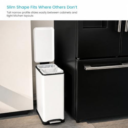 Home Zone Living 13 Gallon Kitchen Trash Can with Dual Compartments - color: Matte White