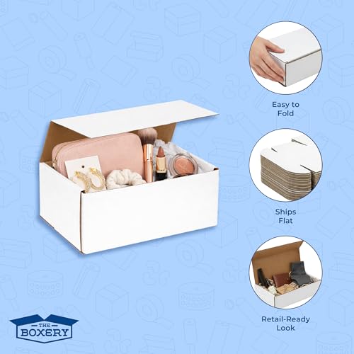 The Boxery Corrugated Mailers White Tuck Shipping Boxes (6.5x5x3) - size: 6.5x5x3