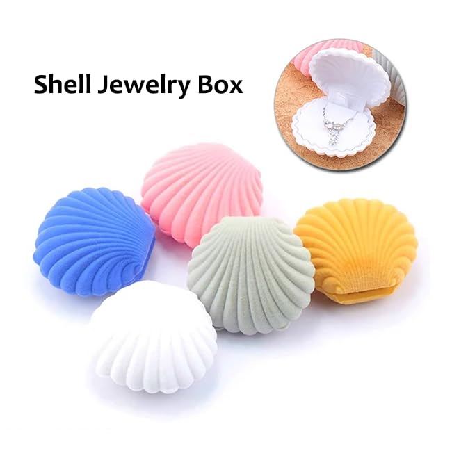 AKOAK 1 Pack Shell Jewelry Box, for Earrings, Necklaces, Bracelets, Jewelry Display Gift Box Holder (White) - color: white