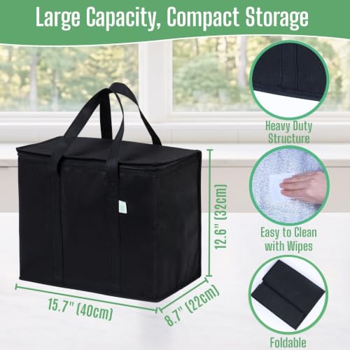 VENO 2 Pack Cooler Bag Insulated Grocery Bags for Food Delivery Heavy Duty - color: Black, size: 2 Pack