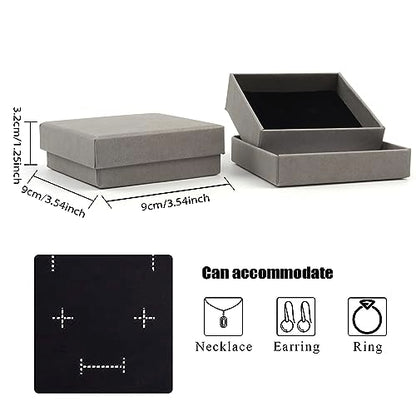 Coobbar Gift Box Necklace Earring Ring Box Gift Box,12 Pieces Square Cardboard Jewelry Gift Boxes,Cotton Filled Cardboard Paper Jewelry Box Gift Case (3.5x3.5x1.25 Inches) (Gray) - color: Gray