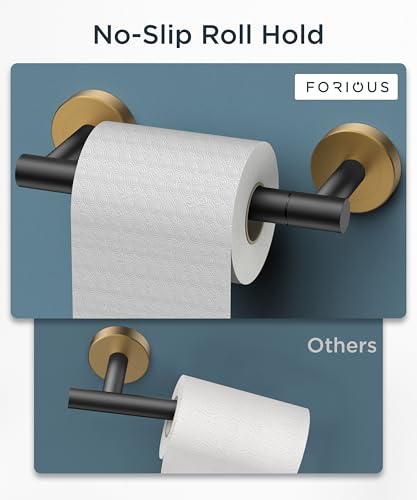 FORIOUS Commercial Toilet Paper Holder Wall Mount Bathroom Tissue Holder - color: Matte Black & Brushed Gold