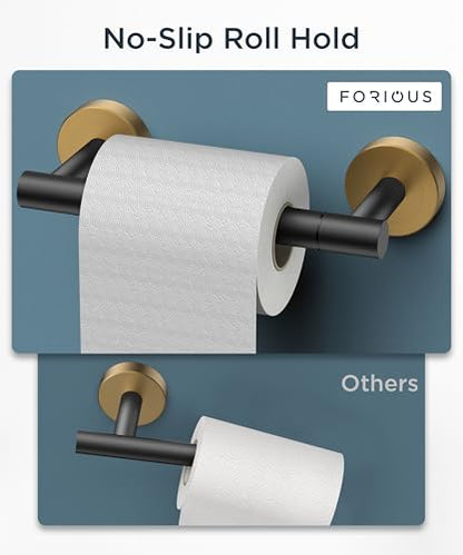 FORIOUS Commercial Toilet Paper Holder Wall Mount Bathroom Tissue Holder - color: Matte Black & Brushed Gold