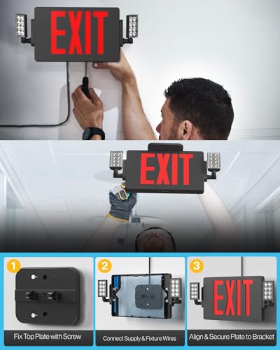 Sunco 6 Pack Black Exit Signs with LED Emergency Lights & Backup Battery - color: Black
