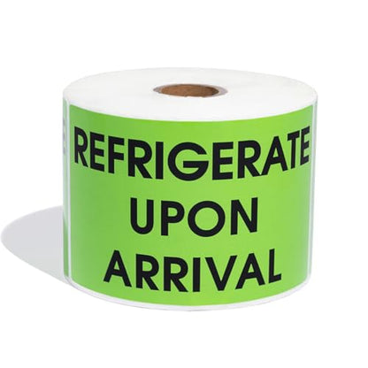 Aegis Adhesives - 3" X 5" Refrigerate Upon Arrival Stickers (500 Labels) - color: Green (Refrigerate Upon Arrival)