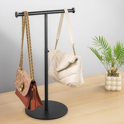 niffgaff T Bar Adjustable Purse Display Stand for Lanyard, Long Necklace, Jewelry, Black - color: Black
