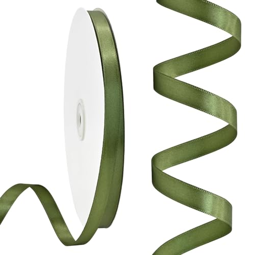 Moss Satin Ribbon 3/8 Inch 100 Yards Double Faced Satin Ribbons for Gift Wrapping Crafts Weddings Invitations Flower Bouquet Bow Sewing - color: Moss, size: 3/8Inch;100Yards