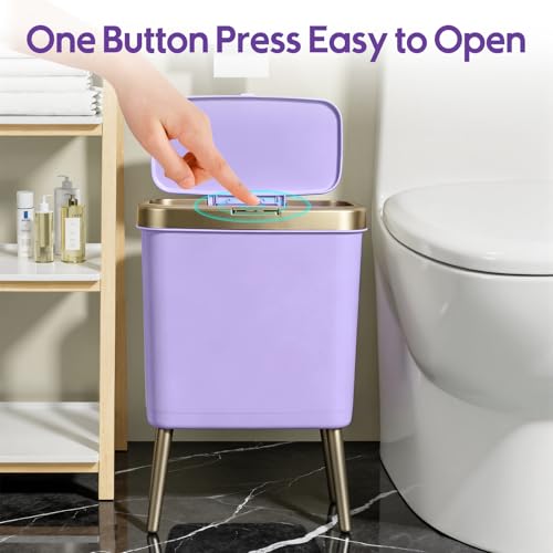 Procade Purple Bathroom Trash Can with Lid and Legs,Small Gold Garbage Can - color: Purple