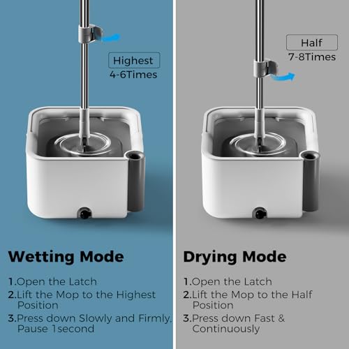Masthome Spin Mop and Bucket Set,Separate Clean & Dirty Water Tank - color: Grey-large