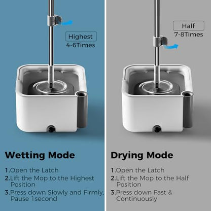 Masthome Spin Mop and Bucket Set,Separate Clean & Dirty Water Tank - color: Grey-large