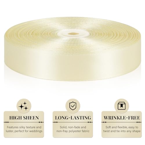 Ivory Satin Ribbon 1 Inch x 100 Yards - color: Ivory