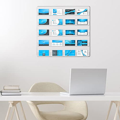Hillban Acrylic Business Card Holder Wall Mount Office, 20 Pockets - size: 20 Pockets