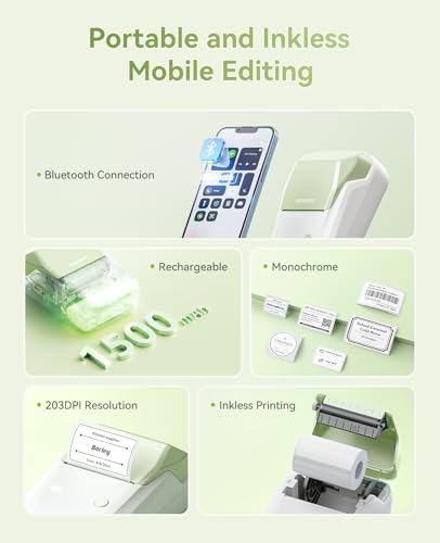 NIIMBOT B1 Label Maker, 2Inch Bluetooth Label Printer for Home, Green - color: Green, size: Printer+Tape