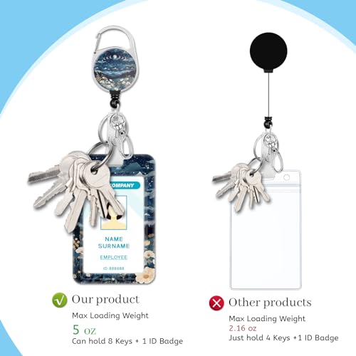 Hancynir Moon Lanyard for Id Badge, Badge Holder Retractable Reel Clip - color: Blue Moon Lunar Mountain
