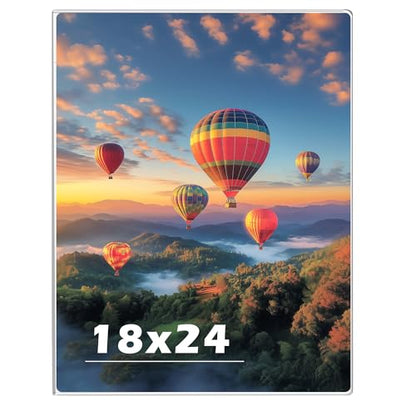 18x 24 inch Acrylic Picture Frame, Horizontal/Vertical Clear Photo Frame for Wall with Tape, No Drilling Floating Hanging Frameless Picture Frame, Wall Mount for Home, School, Office - size: 1 Pack 18 x 24 Inches