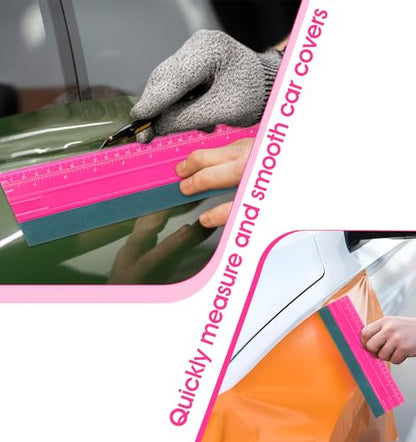 Squeegee for Vinyl, Vinyl Squeegee 10 Inches with Ruler & Micro Suede Felt Edge for Car Wrap Window Tint Application Wallpaper
