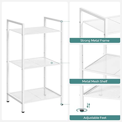 SONGMICS 3-Tier Storage Rack, Bathroom Shelf, Extendable Plant Stand - color: White, size: 3 Tiers